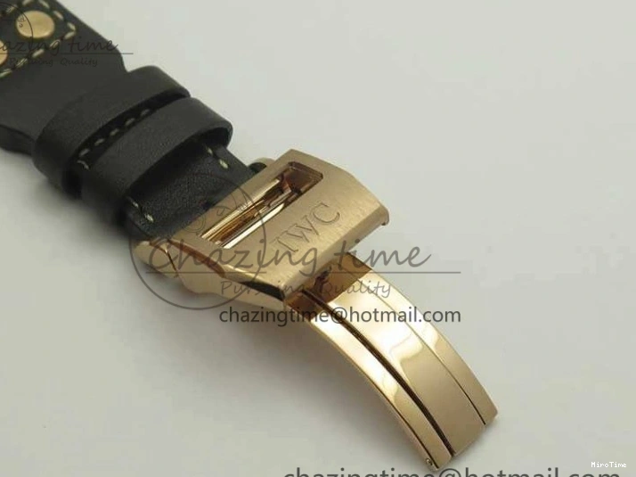 MIROTIME 0123 Big Pilot IW510301 Satin-Polished RG YLF Best Edition Black Dial On Leather Strap A Flexible 7222